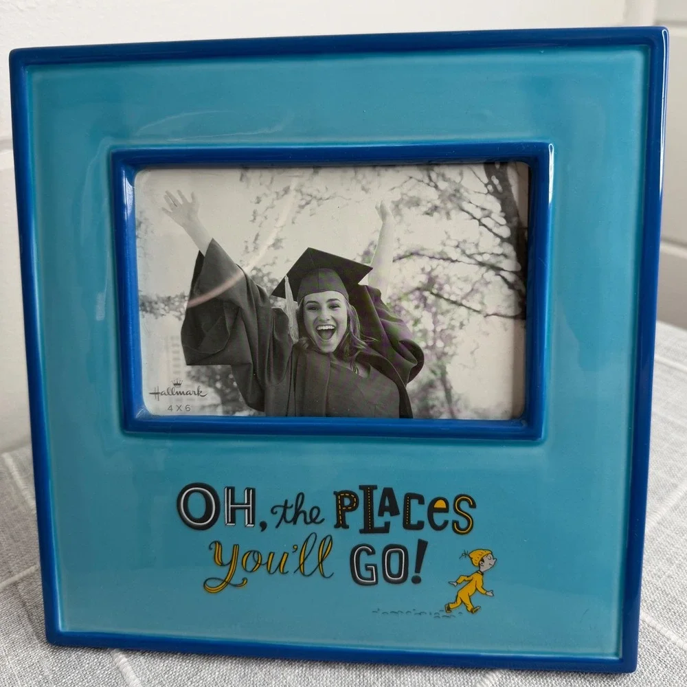 Oh, the Places You'll Go Dr. Seuss Hallmark Frame 4x6  Blue RARE Graduation Gift